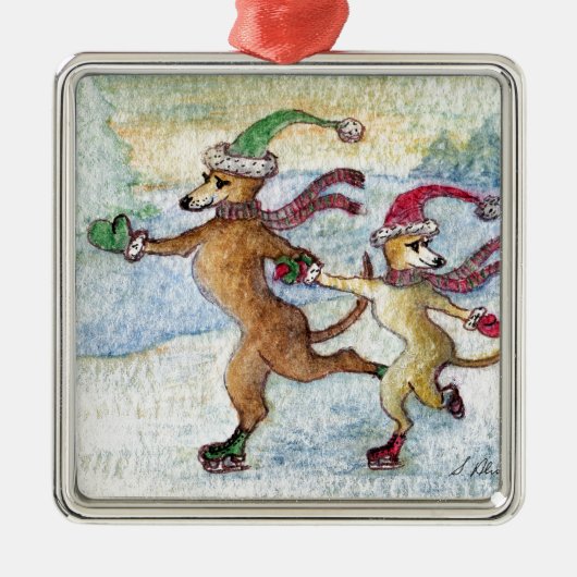 Een vakantietraditie - schaatsen metalen ornament (Voorkant)