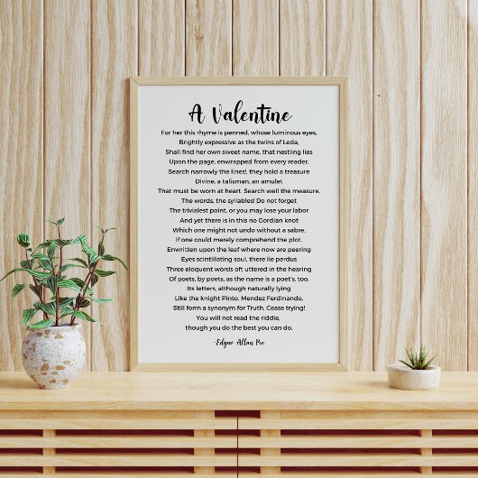 Een Valentijn gedicht door Edgar Allan Poe Poster