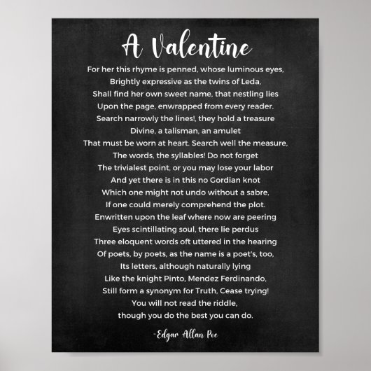 Een Valentijn gedicht zwart-wit Poster (Voorkant)