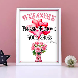 Een Valentijnsdag 'Schoenen Uit' Bord Poster