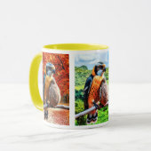 Een valk waakt over zijn kleine hoefje. mok (Voorkant links)