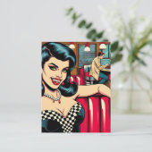 Een vampier in het retro diner briefkaart (Staand voorkant)