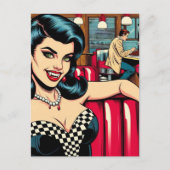 Een vampier in het retro diner briefkaart (Voorkant)