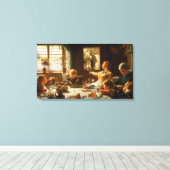 Een van de familie (Ezel wordt gevoerd) Canvas Afdruk (Insitu (Houten vloer))