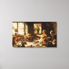 Een van de familie (Ezel wordt gevoerd) Canvas Afdruk