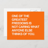 ÉÉN VAN DE GROOTSTE VRIJHEDEN ZORGT NIET VOOR BRIEFKAART (Voorkant / Achterkant)