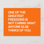 ÉÉN VAN DE GROOTSTE VRIJHEDEN ZORGT NIET VOOR BRIEFKAART (Voorkant)