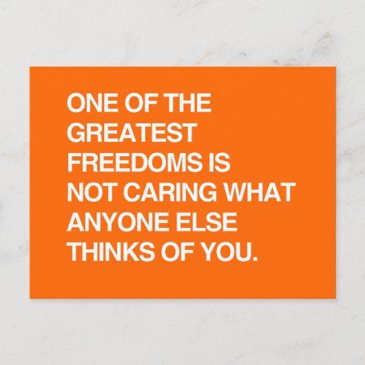 ÉÉN VAN DE GROOTSTE VRIJHEDEN ZORGT NIET VOOR BRIEFKAART (Voorkant)