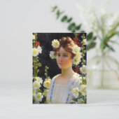 Een van de Hollyhocks is Charles Courtney Curran Briefkaart (Staand voorkant)