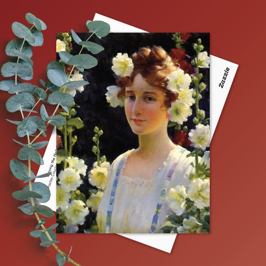 Een van de Hollyhocks is Charles Courtney Curran Briefkaart