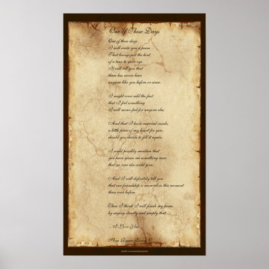 "Een van deze dagen" vriendschapspoëzie Poster (Voorkant)