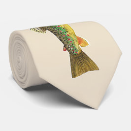 Een-van-een-soort bruine forel vliegt met de henge stropdas