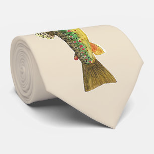 Een-van-een-soort bruine forel vliegt met de henge stropdas