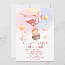 Een van een soort hete luchtballon eerste verjaard kaart