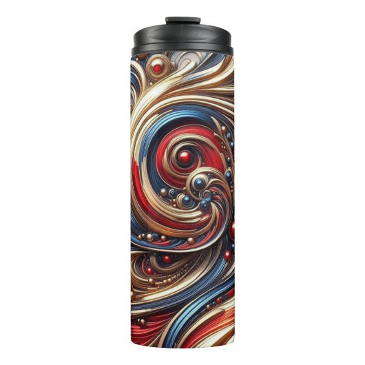Een van een soort - Thermal Red Blue Gold Tumbler Thermosbeker (Voorkant)