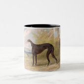 Een van George Lane Fox's winnende grayhounds: B Tweekleurige Koffiemok (Center)