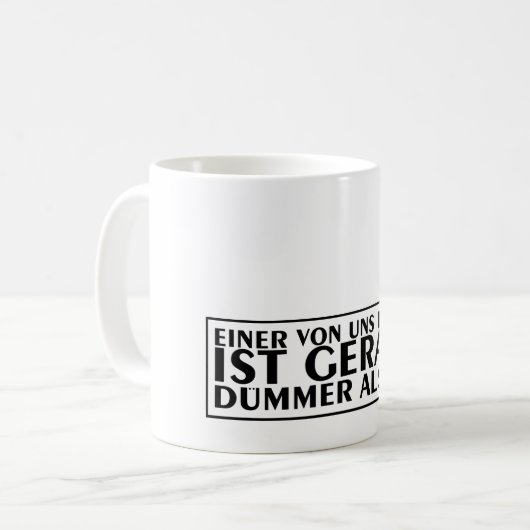 Een van ons beiden is net dommer dan ik 01 koffiemok (Voorkant links)