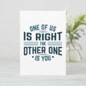 Een van ons heeft gelijk, de andere is jij bedankkaart (Staand voorkant)