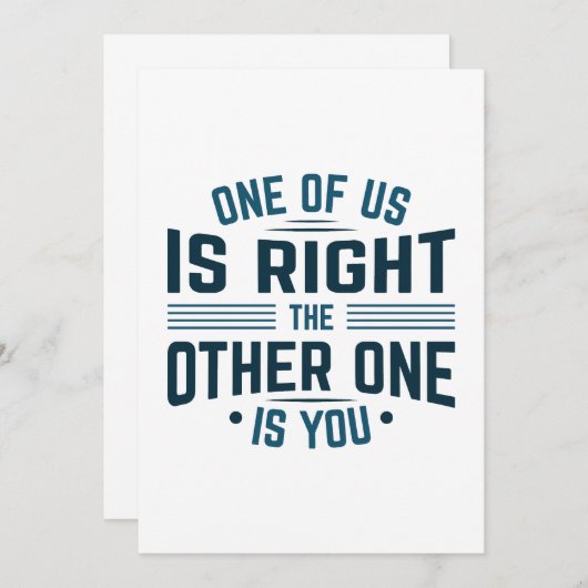 Een van ons heeft gelijk, de andere is jij bedankkaart (Voorkant / Achterkant)