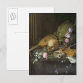 Een Vanitas leeft nog steeds met een Nautilus en e Briefkaart (Voorkant / Achterkant)