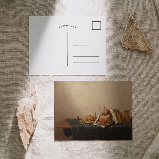 Een vanitas met boeken en schedel | Gerrit van Vuc Briefkaart