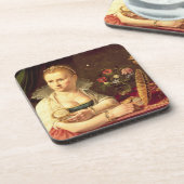 Een vanitas portret van een dame die Clara zou zij Onderzetter (Linkerzijde)