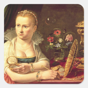 Een vanitas portret van een dame die Clara zou zij Vierkante Sticker