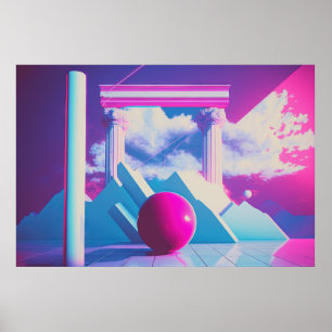 Een Vaporwave Exploratie van Nostalgie en Futurism Poster