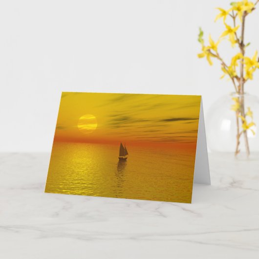 Een varende boot kaart (Gele Bloem)