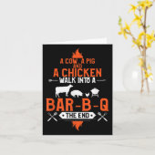 Een varken een kip en een Koe grappige BBQ grap Kaart (Gele Bloem)