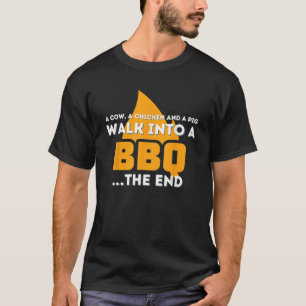 Een varken een kip en een Koe grappige BBQ roker B T-shirt