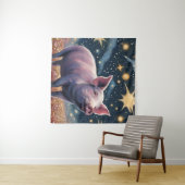 Een varken in de Sterrennacht Wandkleed (In Situ (horizontaal))