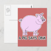 Een varken zegt Oink Briefkaart (Voorkant / Achterkant)