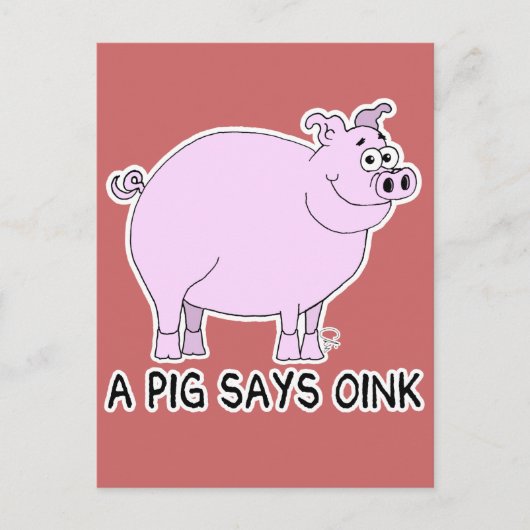 Een varken zegt Oink Briefkaart (Voorkant)