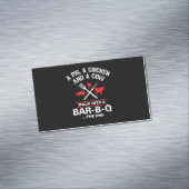 Een varkenskippenkoe loopt in een bar Funny BBQ Magnetisch Visitekaartje (Voorbeeld)