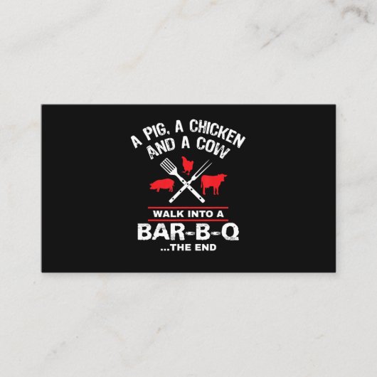 Een varkenskippenkoe loopt in een bar Funny BBQ Visitekaartje (Voorkant)