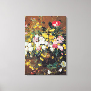 Een Vase van Bloemen Canvas Afdruk
