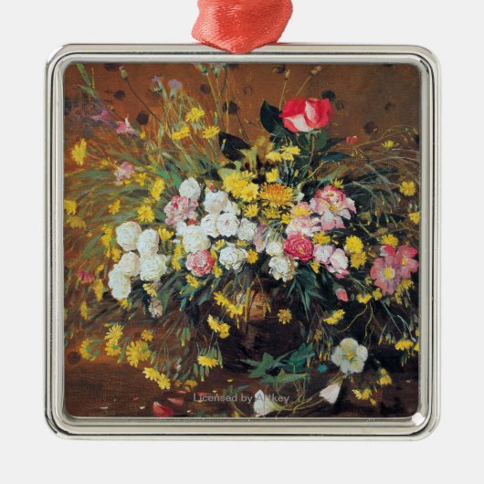 Een Vase van Bloemen Metalen Ornament (Voorkant)