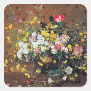 Een Vase van Bloemen Vierkante Sticker