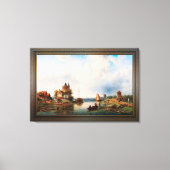 Een Vast rivierlandschap met windmolens Canvas Afdruk (Voorkant)