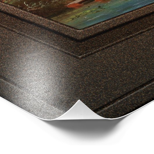 Een Vast rivierlandschap met windmolens Foto Afdruk (Hoek)