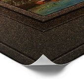 Een Vast rivierlandschap met windmolens Poster (Hoek)