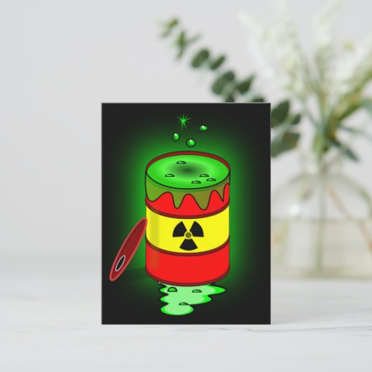 Een vat giftig afval. briefkaart (Staand voorkant)