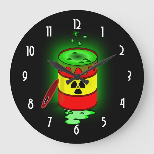 Een vat giftig afval. grote klok (Voorkant)