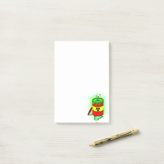 Een vat giftig afval. post-it® notes (Op bureau)