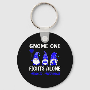 Een vecht alleen Blue Ribbon Alopecia Bewustzijn Sleutelhanger