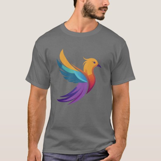 Een vectorillustratie van een kleurrijke vogel met t-shirt (Voorkant)