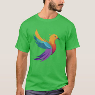 Een vectorillustratie van een kleurrijke vogel met t-shirt