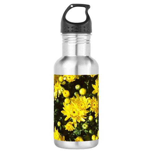 Een veelheid van gele mama's waterfles (Voorkant)