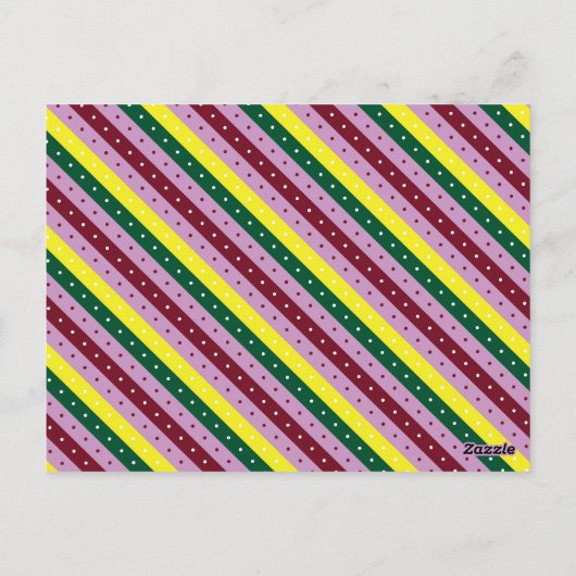 Een veelkleurig gestreept patroon met stippen briefkaart (Achterkant)